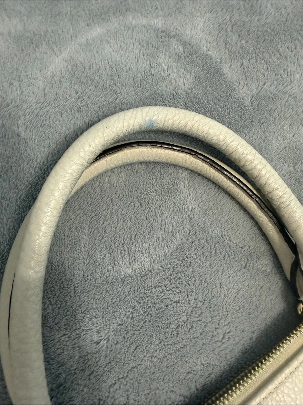 Michael Kors Cream Leather Satchel with Gold MK Emblem